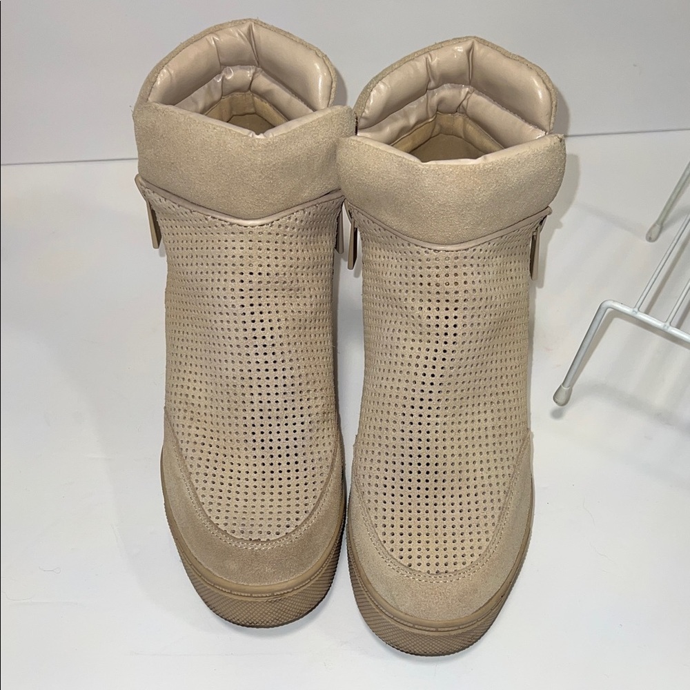 Steve Madden Beige Perforated High-Top Sneakers - Picture 5 of 7